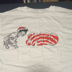 Speed White Graphic Tee with Red Accents-NWOT